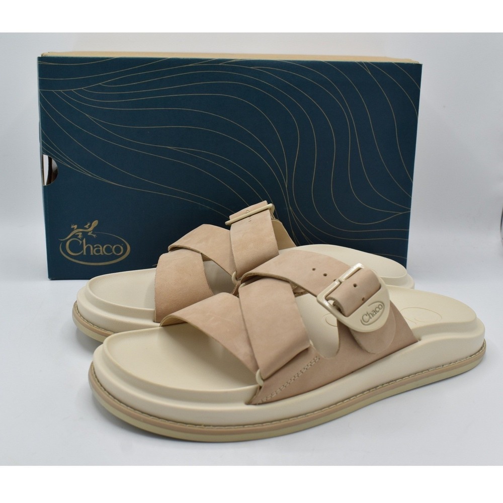 Chaco Townes Slide Sandal Womens 9 Angora Beige Excellent Leather Shoes